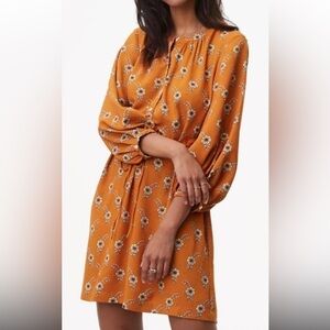 LOFT Women's S Floral Print western  cottagecore Mini Dress tie waist button up